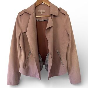 Philosophy Blush Pink Faux Suede Moto Jacket – Size M (Never Worn)